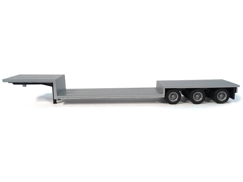 3-Axle Double-Drop Flatbed Trailer Silver Top 1/87 (HO) Plastic Model by Promotex