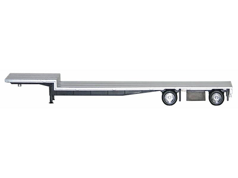 48ft Spread-Axle Drop Deck Trailer with Chrome Wheels and Silver Top 1/87 (HO) Plastic Model by Promotex