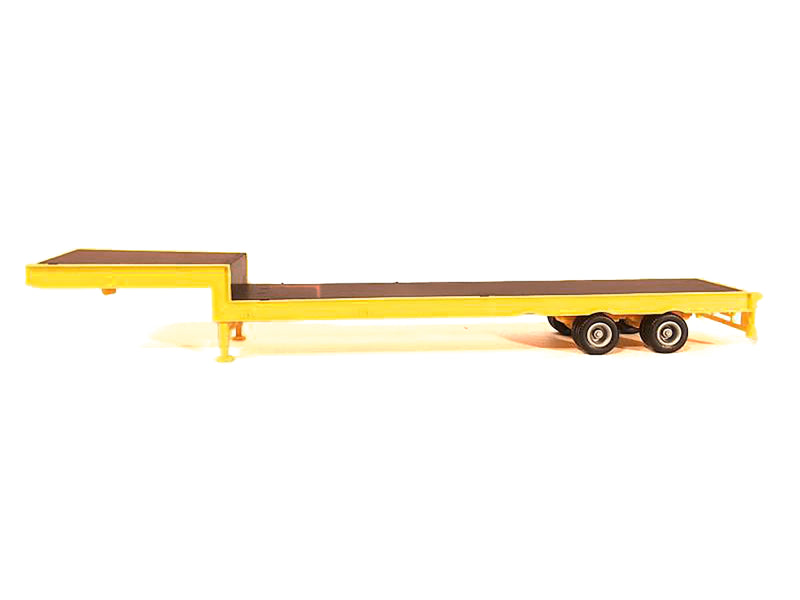 2-Axle Step Deck Equipment Trailer with Ramps Yellow 1/87 (HO) Plastic Model by Promotex