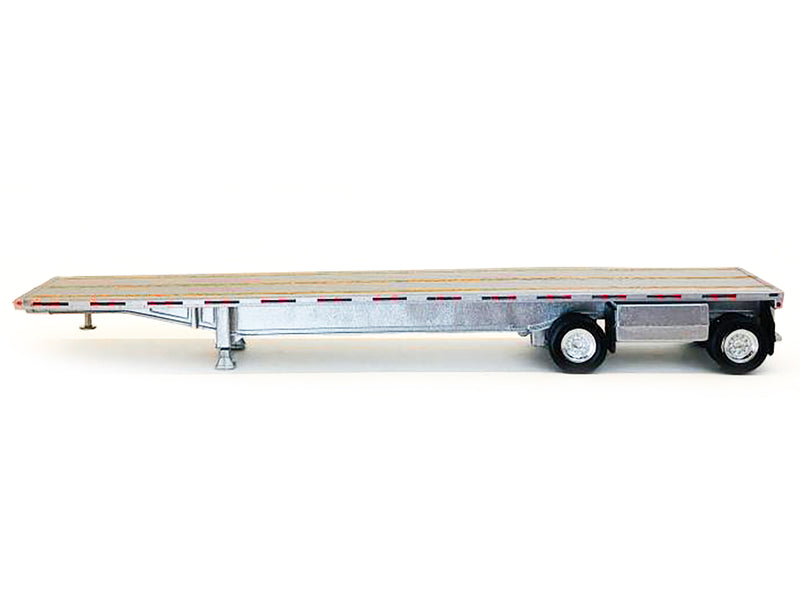 48ft Spread-Axle Flatbed Trailer Silver Top 1/87 (HO) Plastic Model by Promotex