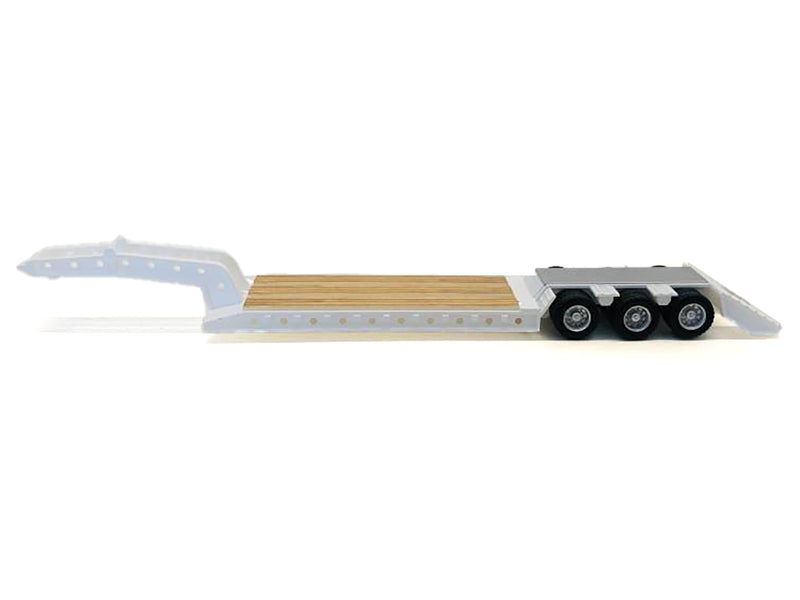 3-Axle Heavy Equipment Lowboy Trailer White 1/87 (HO) Plastic Model by Promotex