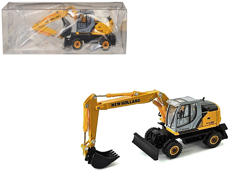 New Holland WE170 Wheeled Excavator Yellow 1/87 (HO) Diecast Model by Promotex