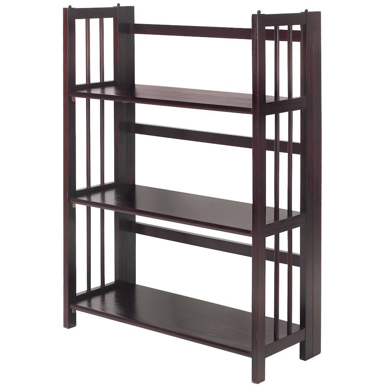 3-Shelf Folding Stackable Bookcase 27.5  Wide-Espresso