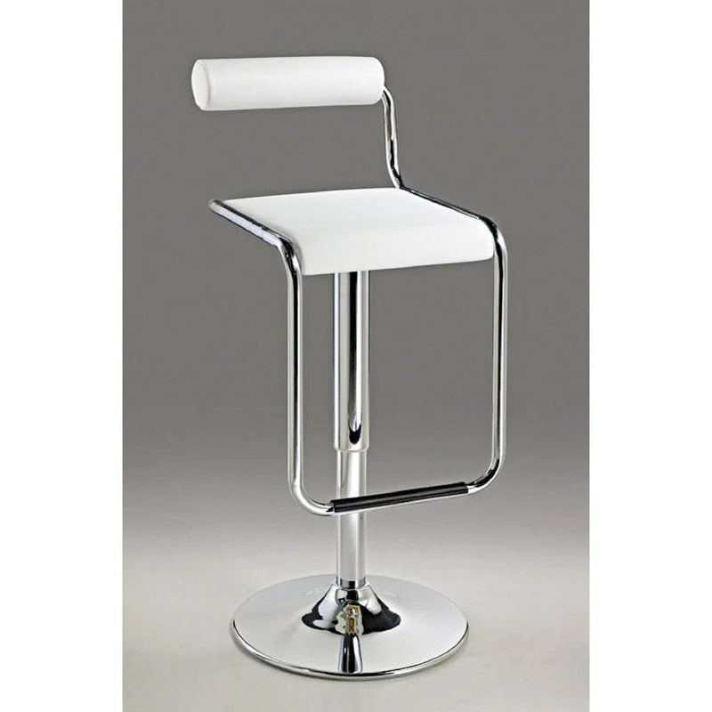 White Pu Seat, Chrome Base Stool.