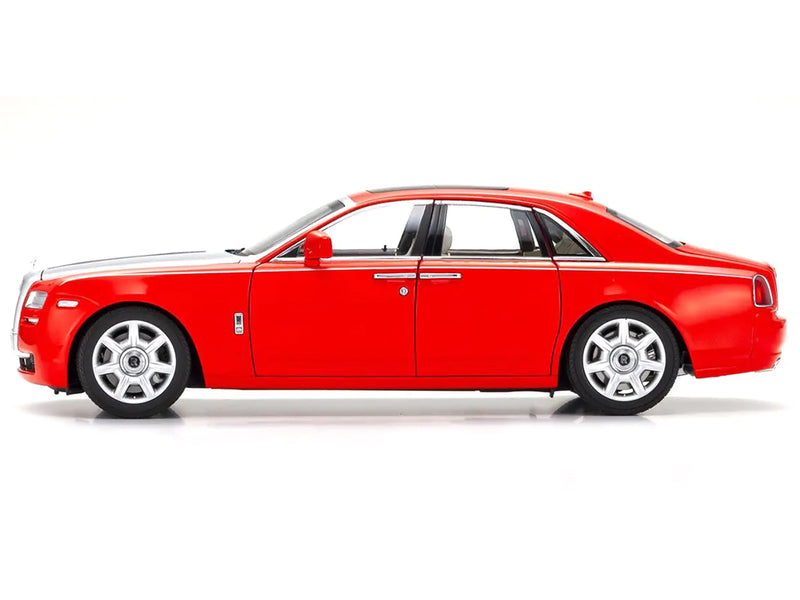 Rolls-Royce Ghost Red with Silver Metallic Hood 1/18 Diecast Model Car by Kyosho