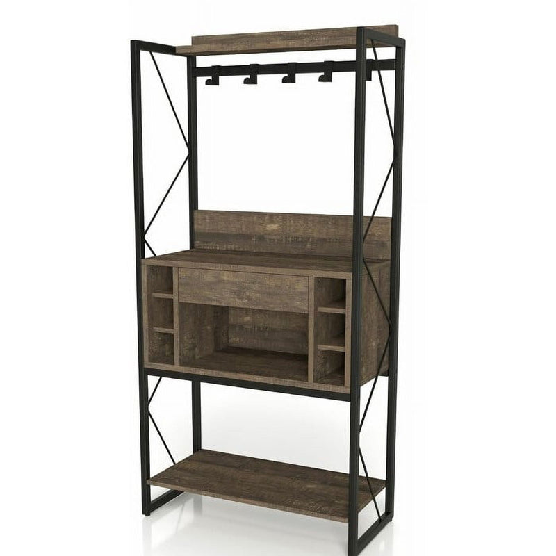 Farmhouse Oak Iron Bakers Wine Storage Rack