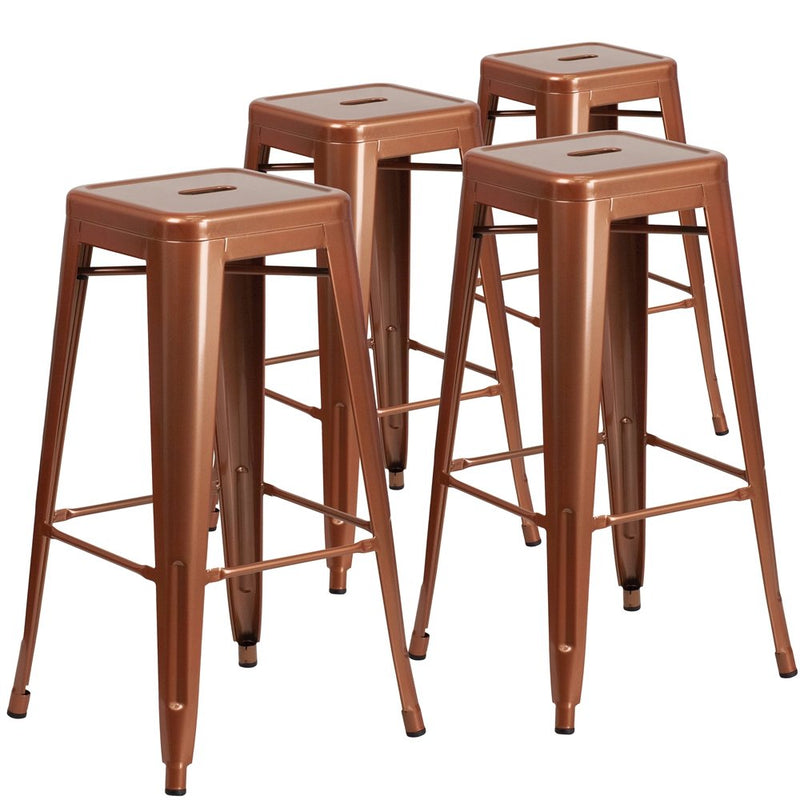 4 Pk. 30'' High Backless Copper Indoor-Outdoor Barstool