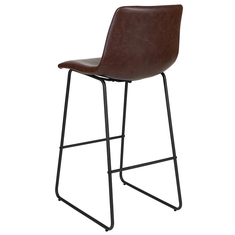 30 Inch LeatherSoft Bar Height Barstools in Dark Brown, Set of 2