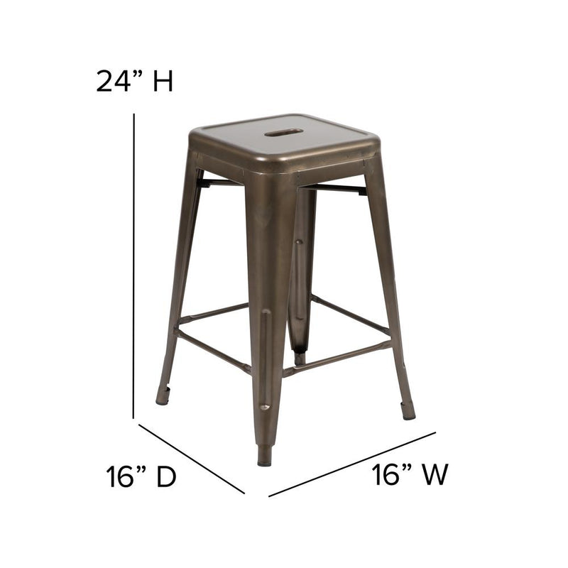 Modern Industrial Metal Stool in Gun Metal Gray