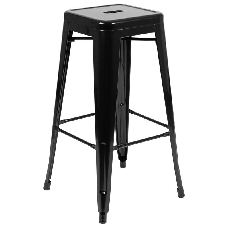 Modern Industrial Metal Stool in Black