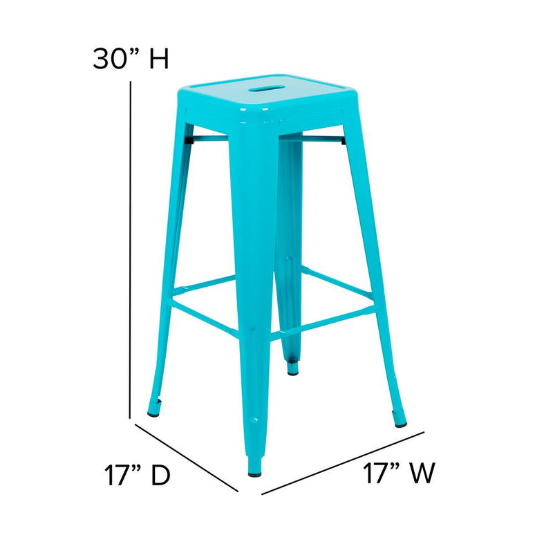 Modern Industrial Metal Stool in Teal