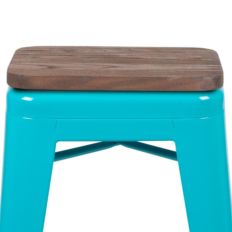 Set of 4 Modern Industrial Metal Stools  in Teal