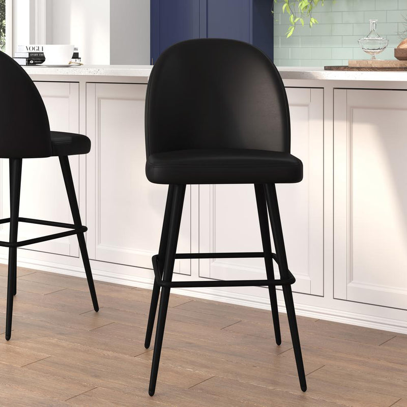 30" High Back Armless Barstools, Black LeatherSoft-Set of 2