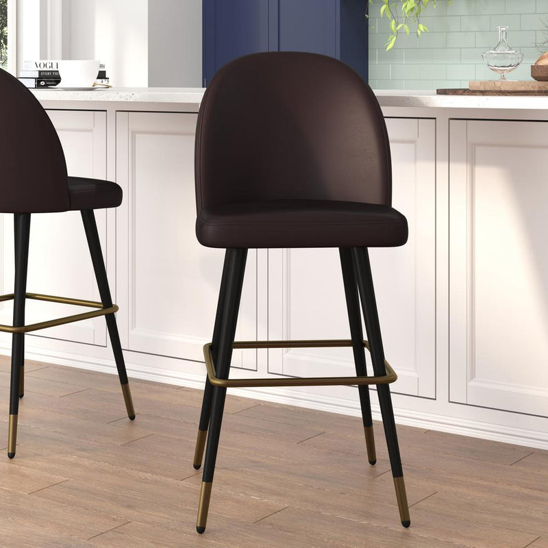 30" High Back Armless Barstools, Brown LeatherSoft-Set of 2