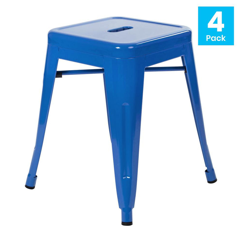 18" Table Height Stool, Stackable Metal Dining Stool-Set of 4