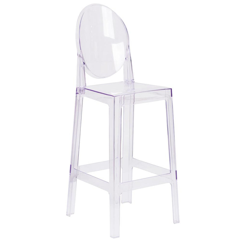 Ghost Barstool with Oval Back in Revna Transparent Crystal