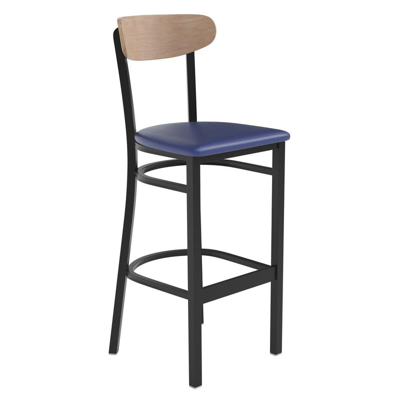 Commercial Grade Bar Stool with Solid Wood Back and Seat