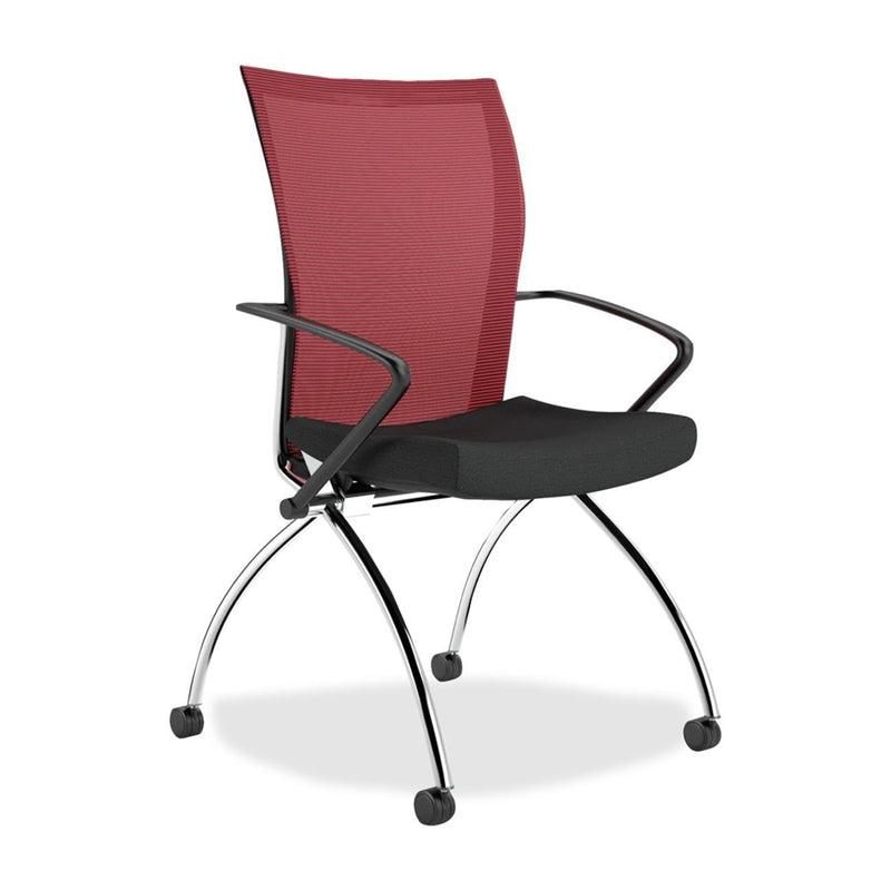 Valore TSH1 High Back Chair with Arms - Fabric Red Seat - Chrome Black Frame - 23" x 24" x 36.5" Overall Dimension. Set of 2