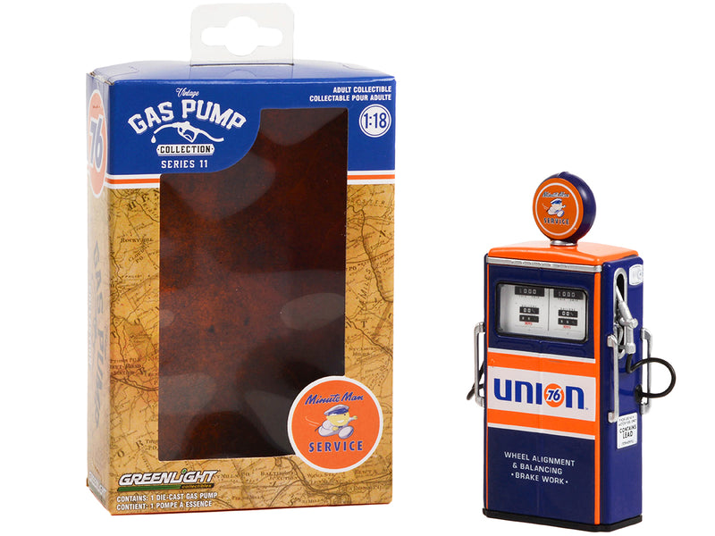 1954 Tokheim 350 Twin Gas Pump "Union 76 Minute Man Service" Dark Blue and Orange "Vintage Gas Pumps" Series 11 1/18 Diecast Model by Greenlight