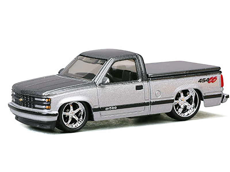 1993 Chevrolet 454 SS Pickup Truck Dark Gray Metallic and Silver "Maisto Design" Series 1/64 Diecast Model Car by Maisto