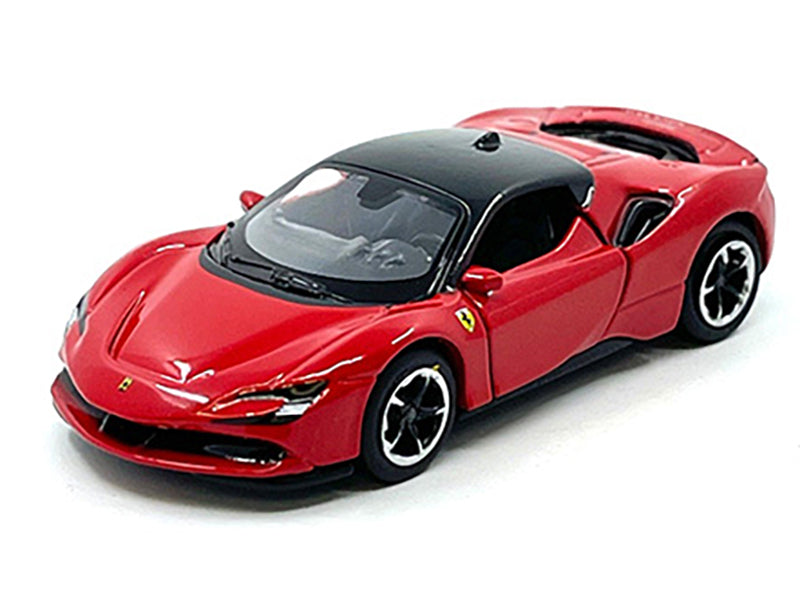 Ferrari SF90 Stradale Red with Black Top "Speed Icons" Series 1/64 Diecast Model Car by Maisto