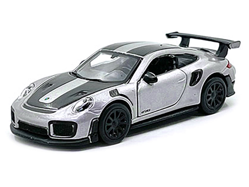 Porsche 911 GT2 RS Silver Metallic with Carbon Stripes "Speed Icons" Series 1/64 Diecast Model Car by Maisto