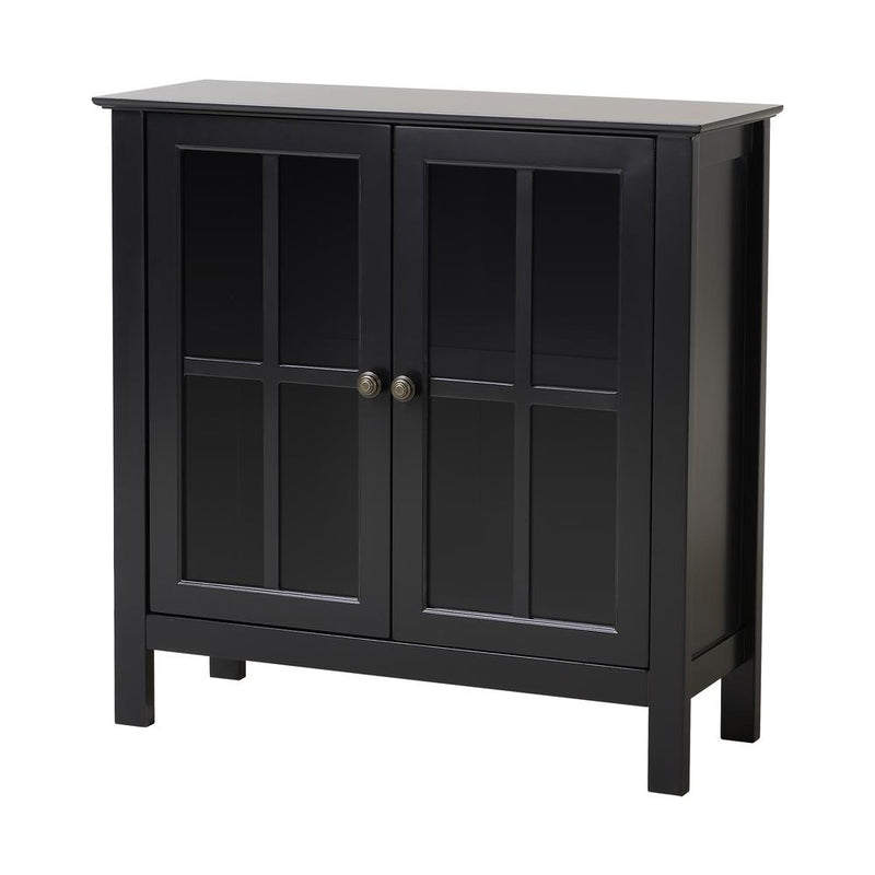 Black Glass Door Accent and Display Cabinet