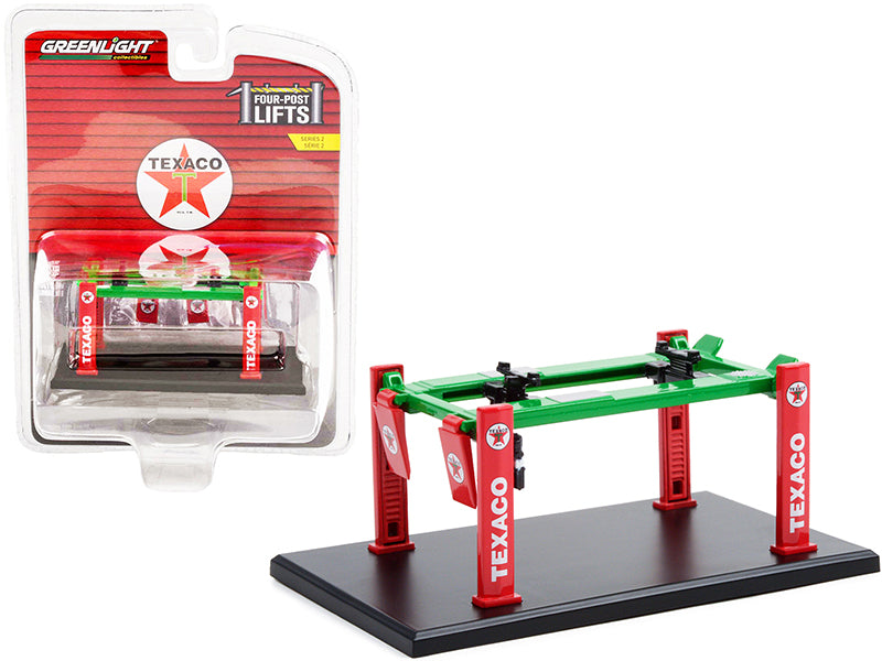 Adjustable Four-Post Lift "Texaco" Red and Green "Four-Post Lifts" Series 2 1/64 Diecast Model by Greenlight