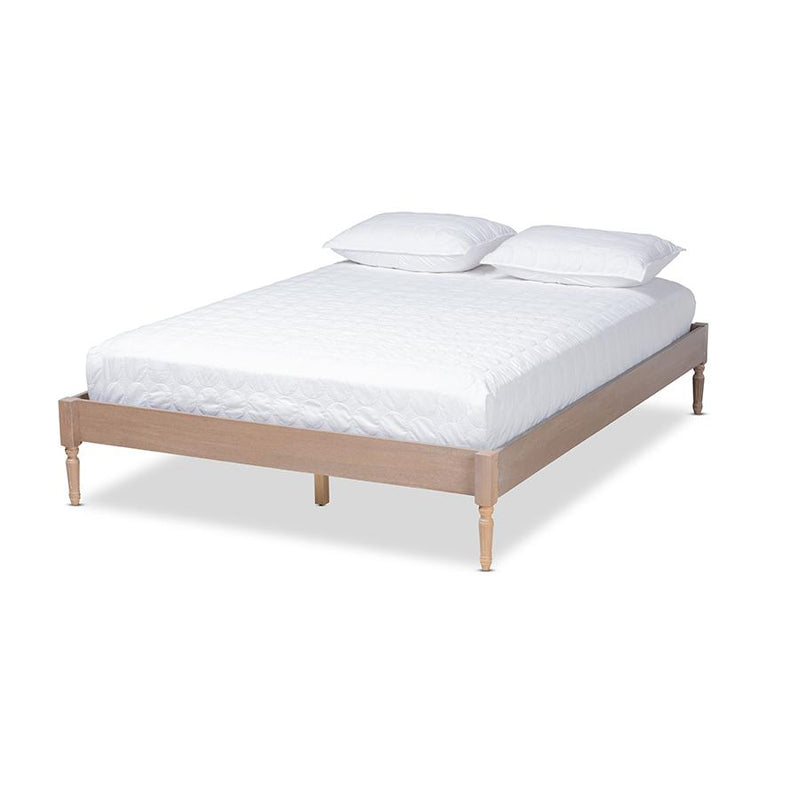 Colette French Bohemian Antique Oak Finished Wood Full Size Platform Bed Frame