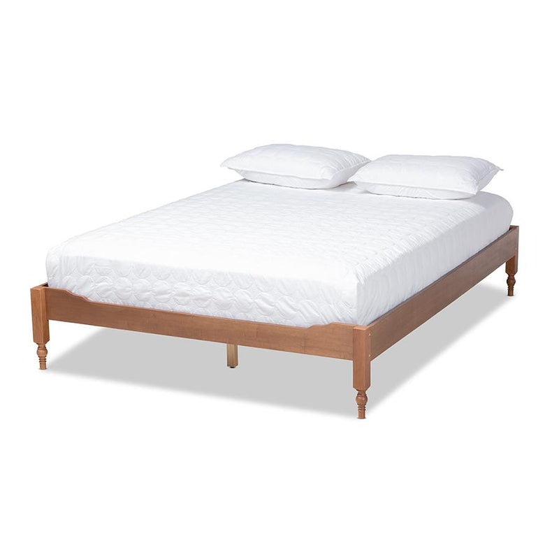 Laure French Bohemian Ash Walnut Finished Wood Full Size Platform Bed Frame