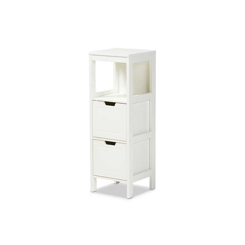 Reuben Cottage and Farmhouse White Finished 2-Drawer Wood Storage Cabinet