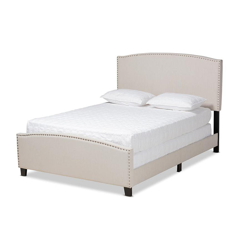 Morgan Modern Transitional Beige Fabric Upholstered King Size Panel Bed