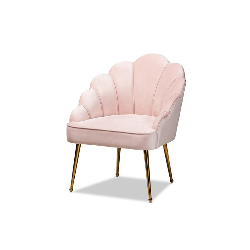 Gold Finished Seashell Shaped Accent Chair