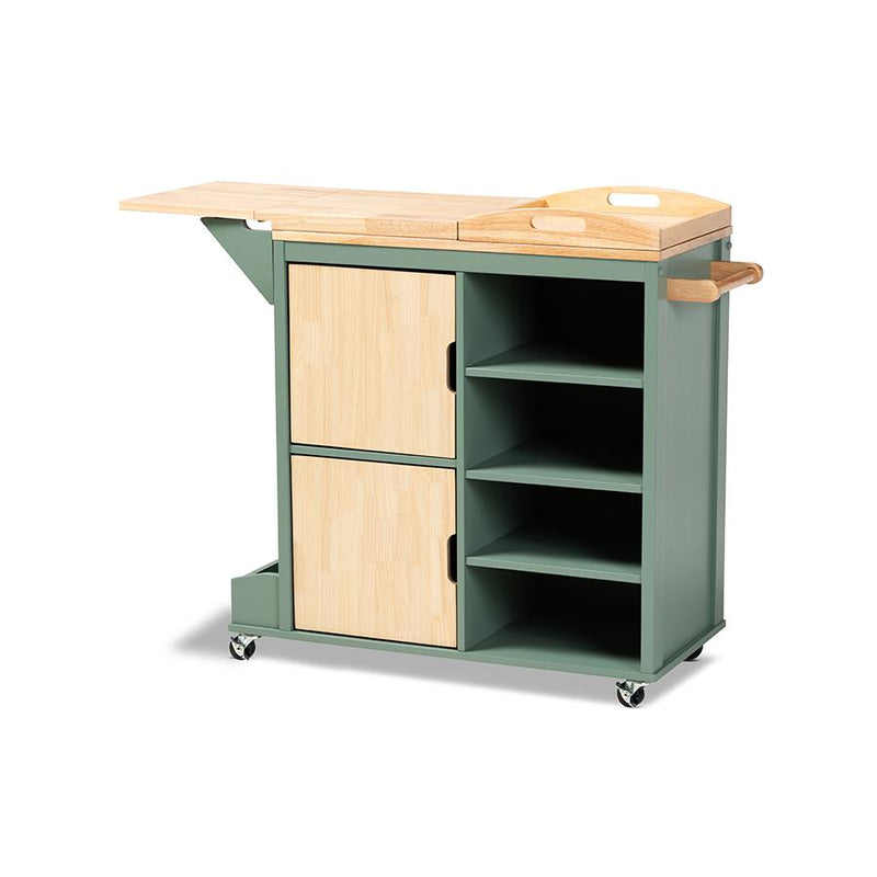 Natural Wood Kitchen Storage Cart