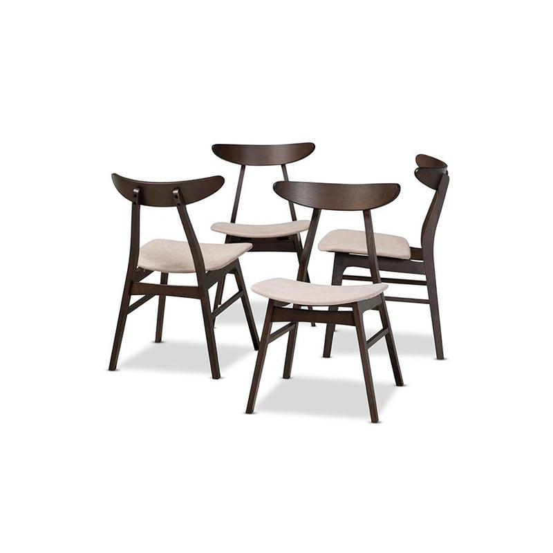 Dark Oak Brown Finished 4-Piece Wood Dining Chair Set Set