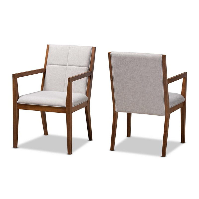 Baxton Studio Theresa Greige and Walnut Effect 2-Piece Chair Set