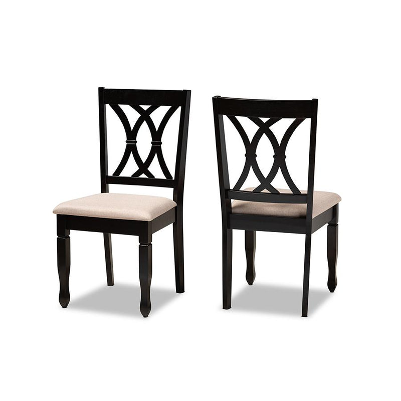 Fabric Upholstered Espresso Brown Finished Wood 2-Piece Dining Chair Set Set