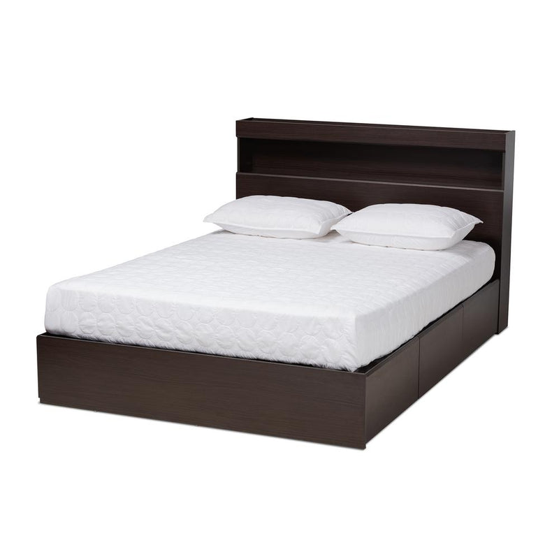 Baxton Studio Blaine Modern and Contemporary Dark Brown Finished Wood Queen Size 6Drawer Platform Storage Bed