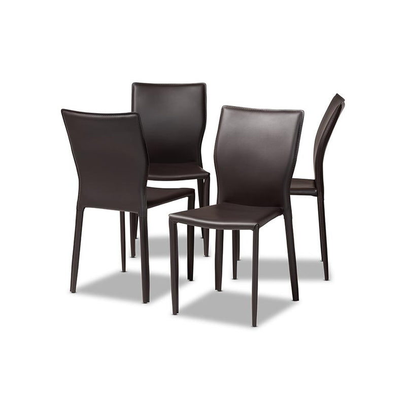 Leather Upholstered 4-Piece Dining Chair Set