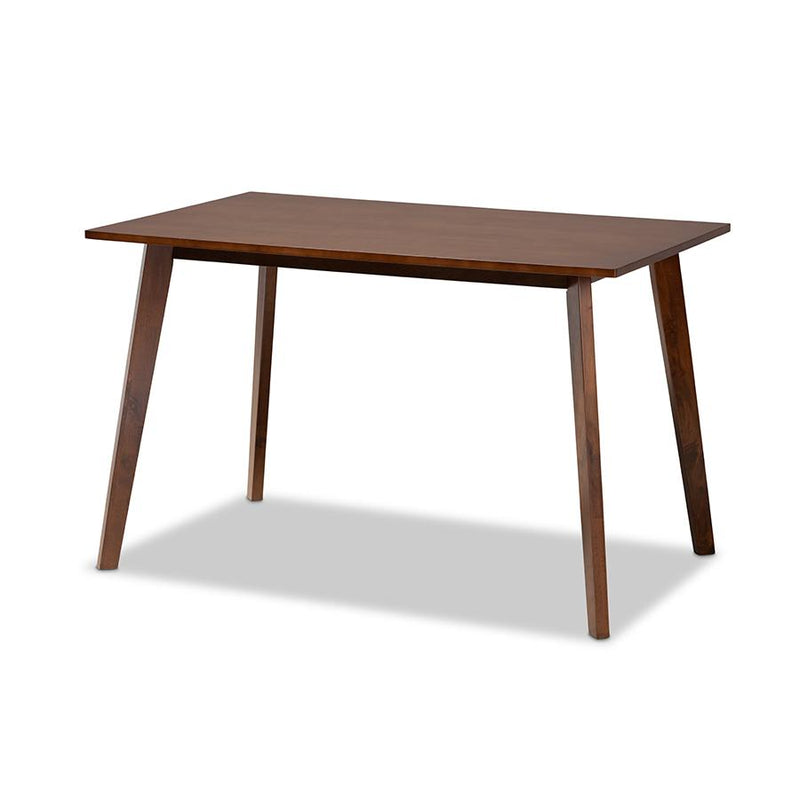 Transitional Walnut Brown Finished Rectangular Wood Dining Table