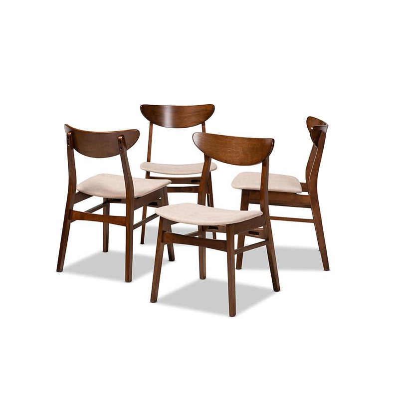 Walnut Brown Finished Wood 4-Piece Dining Chair Set