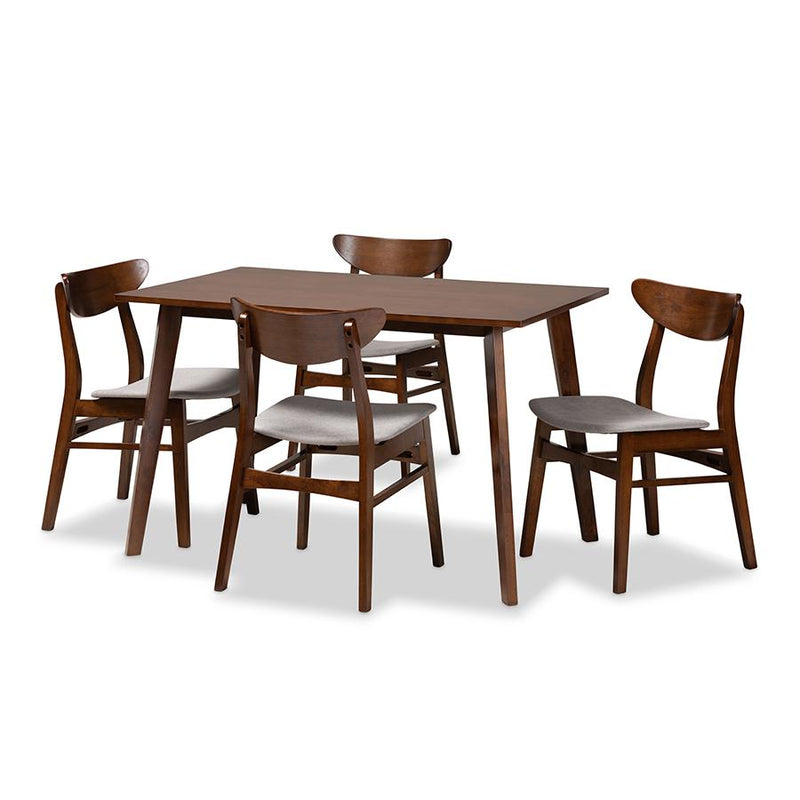 Walnut Brown Finished Wood 5-Piece Dining Set