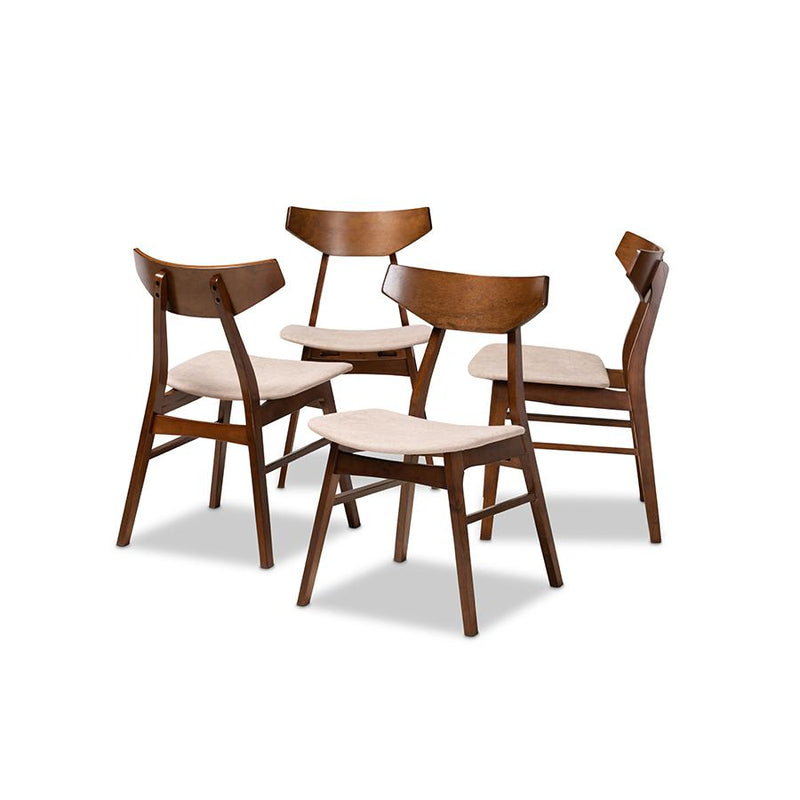 Walnut Brown Finished Wood 4-Piece Dining Chair Set