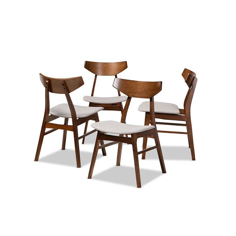 Walnut Brown Finished Wood 4-Piece Dining Chair Set