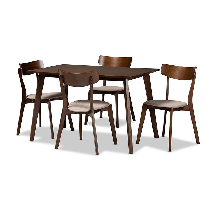 Walnut Brown Finished Wood 5-Piece Dining Set