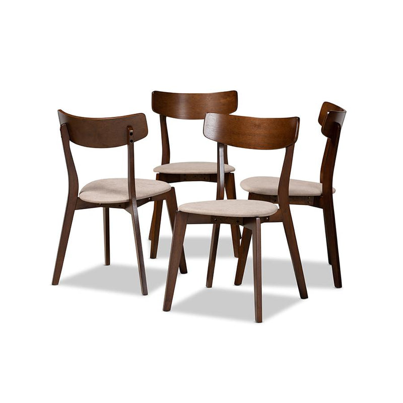 Walnut Brown Finished Wood 4-Piece Dining Chair Set