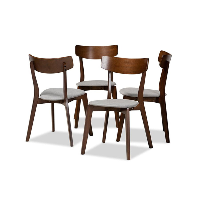 Walnut Brown Finished Wood 4-Piece Dining Chair Set