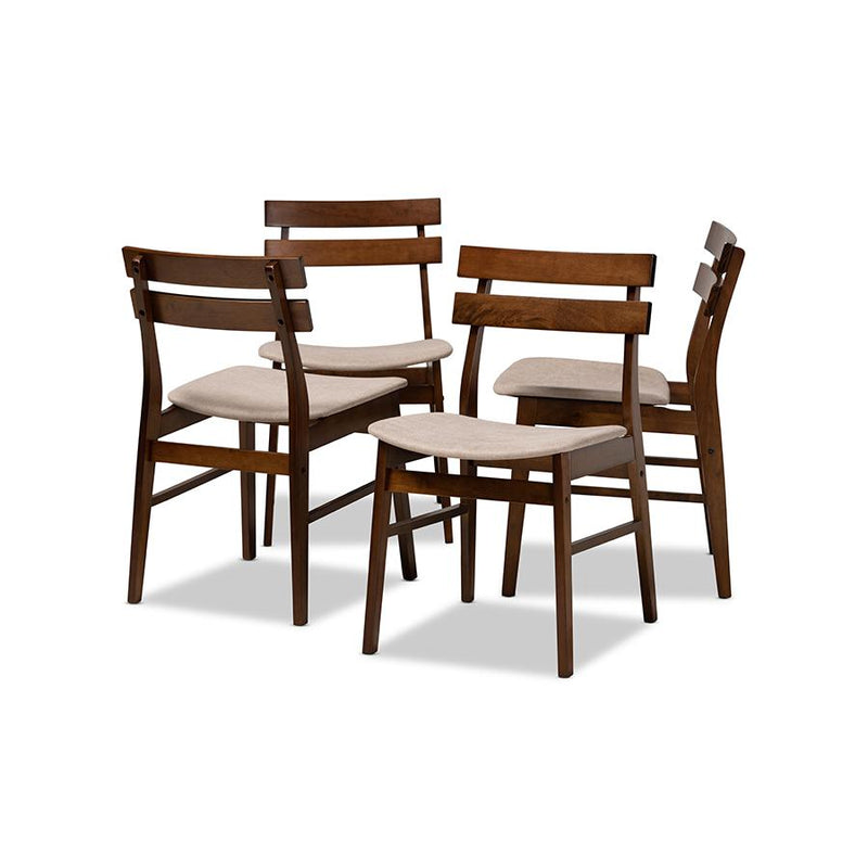 Walnut Brown Finished Wood 4-Piece Dining Chair Set