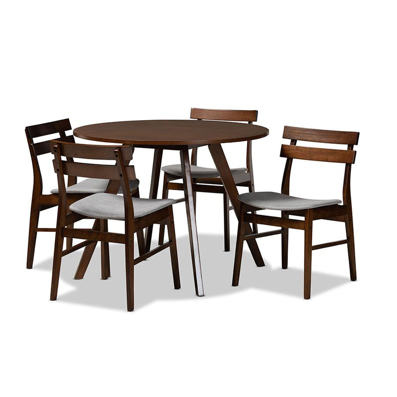 Walnut Brown Finished Wood 5-Piece Dining Set