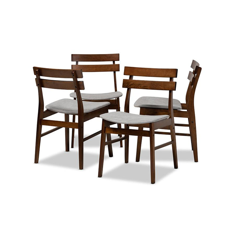 Walnut Brown Finished Wood 4-Piece Dining Chair Set